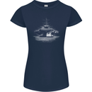 Aircraft Carrier Royal Navy Ship Sailor Womens Petite Cut T-Shirt Navy Blue