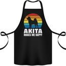 Akita Makes Me Happy Funny Dog Inu Cotton Apron 100% Organic Black