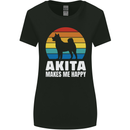 Akita Makes Me Happy Funny Dog Inu Womens Wider Cut T-Shirt Black