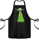 Alien Abducted Cow UFO Farmer Farming Cotton Apron 100% Organic Black