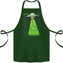 Alien Abducted Cow UFO Farmer Farming Cotton Apron 100% Organic Forest Green