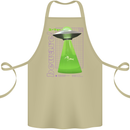 Alien Abducted Cow UFO Farmer Farming Cotton Apron 100% Organic Khaki