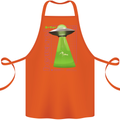 Alien Abducted Cow UFO Farmer Farming Cotton Apron 100% Organic Orange