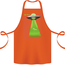 Alien Abducted Cow UFO Farmer Farming Cotton Apron 100% Organic Orange