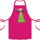 Alien Abducted Cow UFO Farmer Farming Cotton Apron 100% Organic Pink
