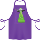 Alien Abducted Cow UFO Farmer Farming Cotton Apron 100% Organic Purple