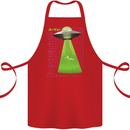 Alien Abducted Cow UFO Farmer Farming Cotton Apron 100% Organic Red