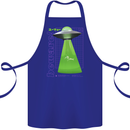 Alien Abducted Cow UFO Farmer Farming Cotton Apron 100% Organic Royal Blue