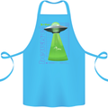 Alien Abducted Cow UFO Farmer Farming Cotton Apron 100% Organic Turquoise