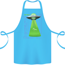Alien Abducted Cow UFO Farmer Farming Cotton Apron 100% Organic Turquoise