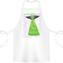 Alien Abducted Cow UFO Farmer Farming Cotton Apron 100% Organic White