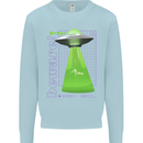 Alien Abducted Cow UFO Farmer Farming Kids Sweatshirt Jumper Light Blue