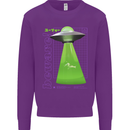 Alien Abducted Cow UFO Farmer Farming Kids Sweatshirt Jumper Purple