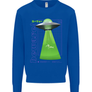 Alien Abducted Cow UFO Farmer Farming Kids Sweatshirt Jumper Royal Blue