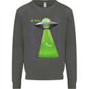 Alien Abducted Cow UFO Farmer Farming Kids Sweatshirt Jumper Storm Grey