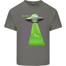 Alien Abducted Cow UFO Farmer Farming Kids T-Shirt Childrens Charcoal