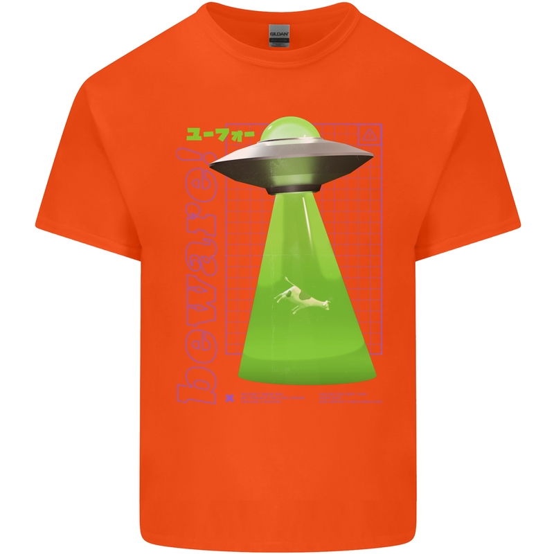 Alien Abducted Cow UFO Farmer Farming Kids T-Shirt Childrens Orange