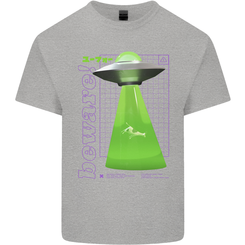 Alien Abducted Cow UFO Farmer Farming Kids T-Shirt Childrens Sports Grey