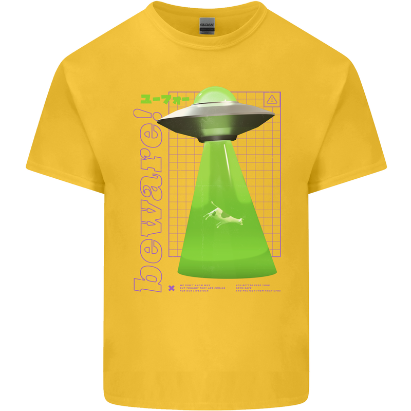 Alien Abducted Cow UFO Farmer Farming Kids T-Shirt Childrens Yellow