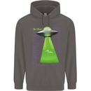 Alien Abducted Cow UFO Farmer Farming Mens 80% Cotton Hoodie Charcoal