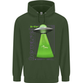 Alien Abducted Cow UFO Farmer Farming Mens 80% Cotton Hoodie Forest Green