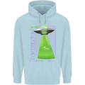 Alien Abducted Cow UFO Farmer Farming Mens 80% Cotton Hoodie Light Blue