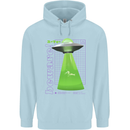 Alien Abducted Cow UFO Farmer Farming Mens 80% Cotton Hoodie Light Blue