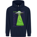 Alien Abducted Cow UFO Farmer Farming Mens 80% Cotton Hoodie Navy Blue