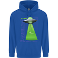 Alien Abducted Cow UFO Farmer Farming Mens 80% Cotton Hoodie Royal Blue