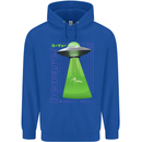 Alien Abducted Cow UFO Farmer Farming Mens 80% Cotton Hoodie Royal Blue