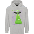 Alien Abducted Cow UFO Farmer Farming Mens 80% Cotton Hoodie Sports Grey