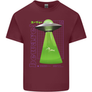 Alien Abducted Cow UFO Farmer Farming Mens Cotton T-Shirt Tee Top Maroon