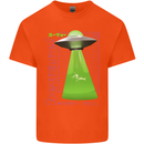 Alien Abducted Cow UFO Farmer Farming Mens Cotton T-Shirt Tee Top Orange