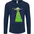 Alien Abducted Cow UFO Farmer Farming Mens Long Sleeve T-Shirt Navy Blue