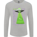 Alien Abducted Cow UFO Farmer Farming Mens Long Sleeve T-Shirt Sports Grey