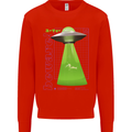 Alien Abducted Cow UFO Farmer Farming Mens Sweatshirt Jumper Bright Red