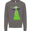 Alien Abducted Cow UFO Farmer Farming Mens Sweatshirt Jumper Charcoal