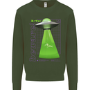 Alien Abducted Cow UFO Farmer Farming Mens Sweatshirt Jumper Forest Green