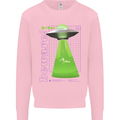 Alien Abducted Cow UFO Farmer Farming Mens Sweatshirt Jumper Light Pink