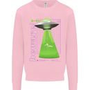Alien Abducted Cow UFO Farmer Farming Mens Sweatshirt Jumper Light Pink