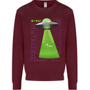 Alien Abducted Cow UFO Farmer Farming Mens Sweatshirt Jumper Maroon