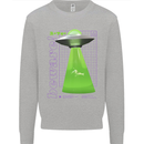 Alien Abducted Cow UFO Farmer Farming Mens Sweatshirt Jumper Sports Grey