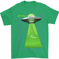 Alien Abducted Cow UFO Farmer Farming Mens T-Shirt 100% Cotton Irish Green