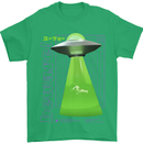 Alien Abducted Cow UFO Farmer Farming Mens T-Shirt 100% Cotton Irish Green