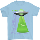 Alien Abducted Cow UFO Farmer Farming Mens T-Shirt 100% Cotton Light Blue