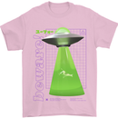 Alien Abducted Cow UFO Farmer Farming Mens T-Shirt 100% Cotton Light Pink