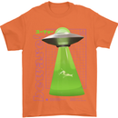Alien Abducted Cow UFO Farmer Farming Mens T-Shirt 100% Cotton Orange