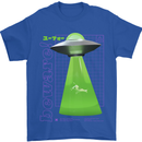 Alien Abducted Cow UFO Farmer Farming Mens T-Shirt 100% Cotton Royal Blue