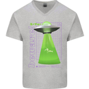 Alien Abducted Cow UFO Farmer Farming Mens V-Neck Cotton T-Shirt Sports Grey
