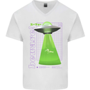 Alien Abducted Cow UFO Farmer Farming Mens V-Neck Cotton T-Shirt White